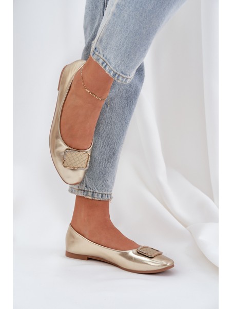 Eco Leather Ballerinas With Decoration Gold Tulnelia