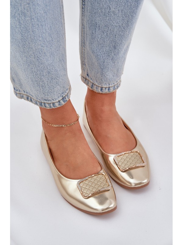 Eco Leather Ballerinas With Decoration Gold Tulnelia