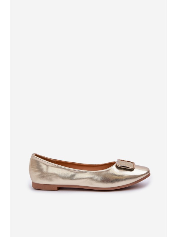 Eco Leather Ballerinas With Decoration Gold Tulnelia