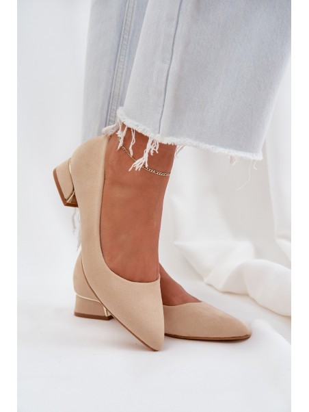Low Heel Pumps With Pointed Toes Beige Terilara