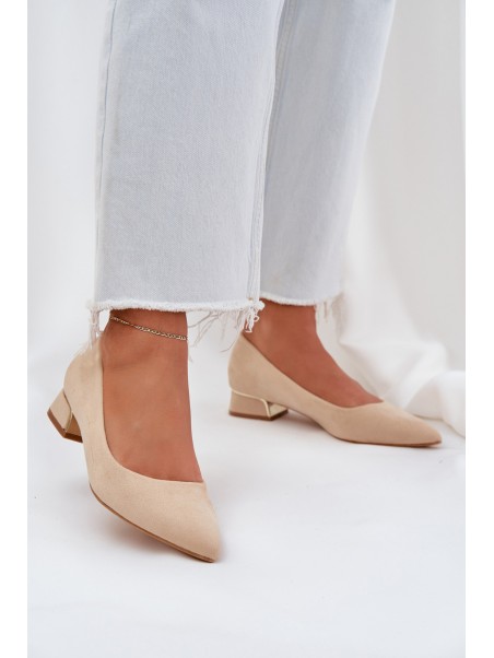 Low Heel Pumps With Pointed Toes Beige Terilara