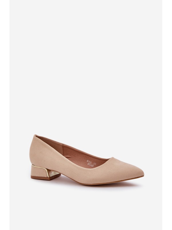 Low Heel Pumps With Pointed Toes Beige Terilara