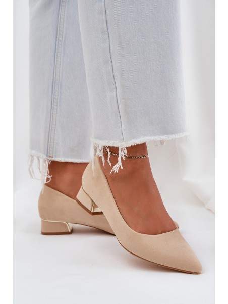 Low Heel Pumps With Pointed Toes Beige Terilara