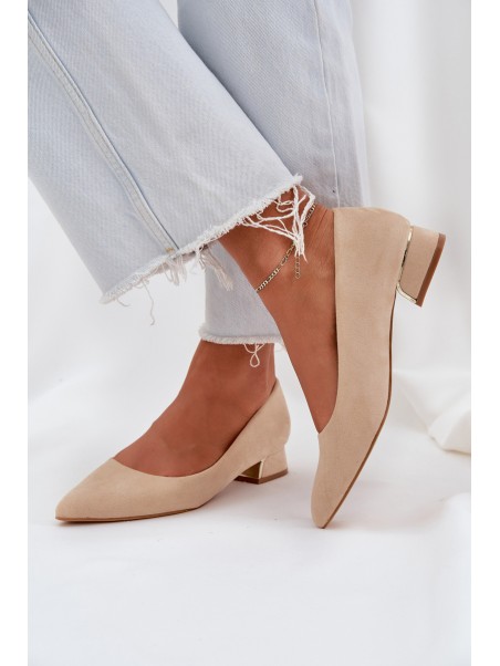Low Heel Pumps With Pointed Toes Beige Terilara