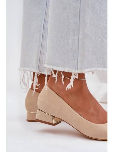 Low Heel Pumps With Pointed Toes Beige Terilara