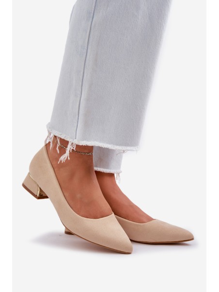 Low Heel Pumps With Pointed Toes Beige Terilara
