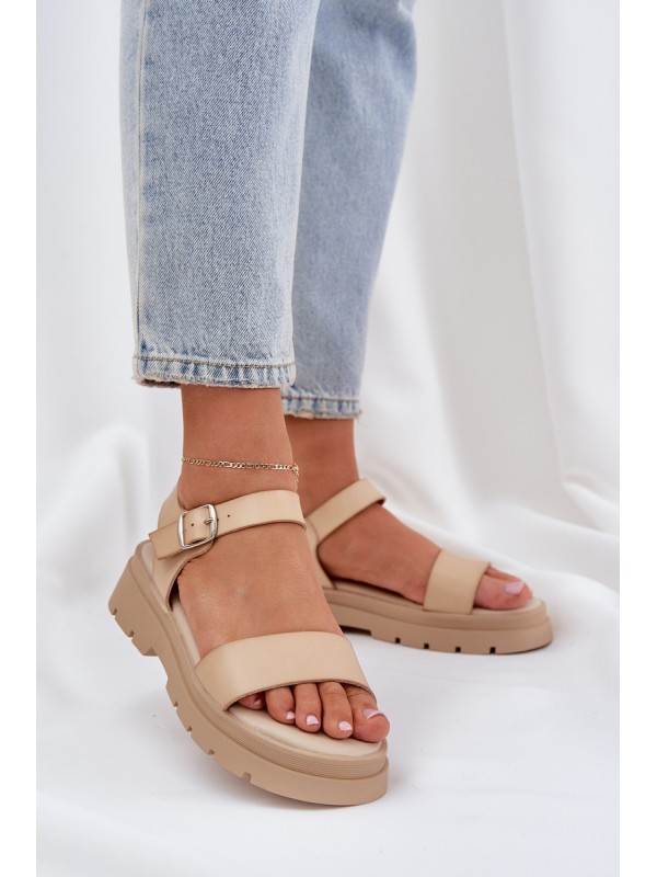 Women's Platform Sandals Beige Evaretha