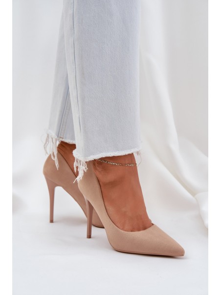 Classic High Heels Made Of Eco Suede Beige Navinda