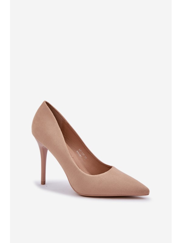 Classic High Heels Made Of Eco Suede Beige Navinda