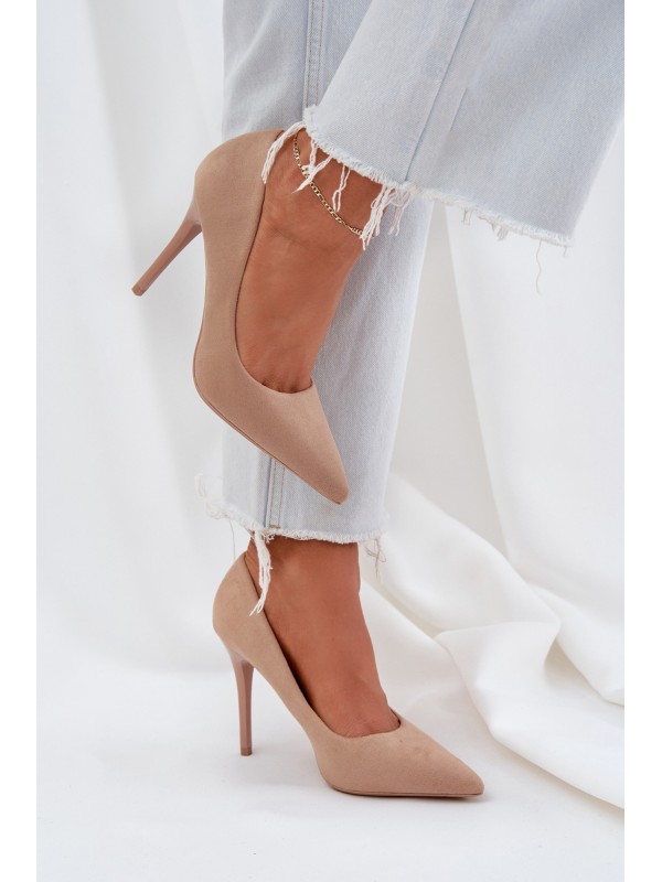 Classic High Heels Made Of Eco Suede Beige Navinda