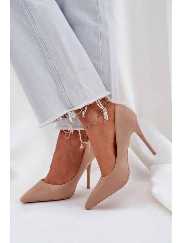 Classic High Heels Made Of Eco Suede Beige Navinda