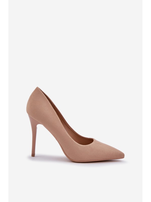 Classic High Heels Made Of Eco Suede Beige Navinda