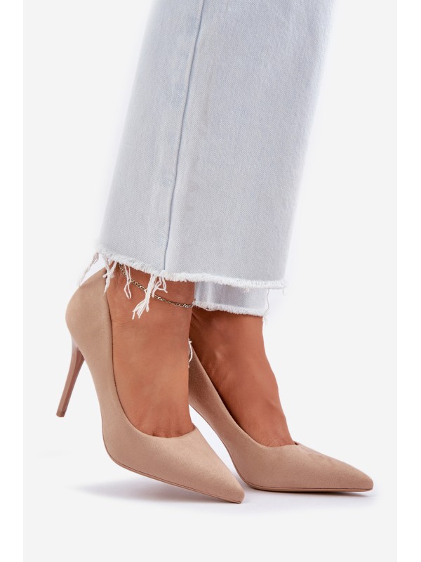 Classic High Heels Made Of Eco Suede Beige Navinda
