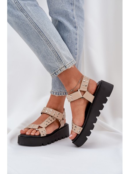 Embellished sandals on platform beige Tatellia