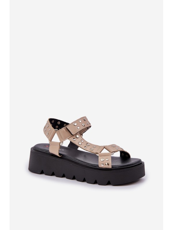 Embellished sandals on platform beige Tatellia