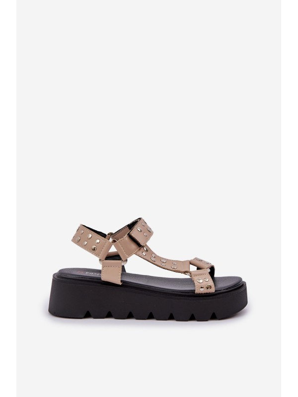 Embellished sandals on platform beige Tatellia