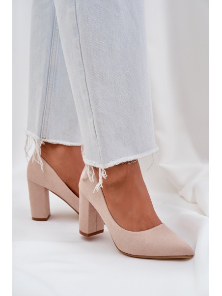 Women's Heeled Eco Suede Beige Pumps Florena