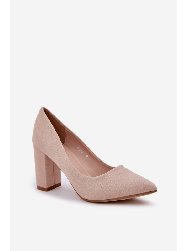 Women's Heeled Eco Suede Beige Pumps Florena