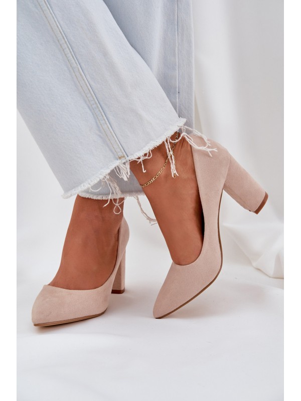 Women's Heeled Eco Suede Beige Pumps Florena