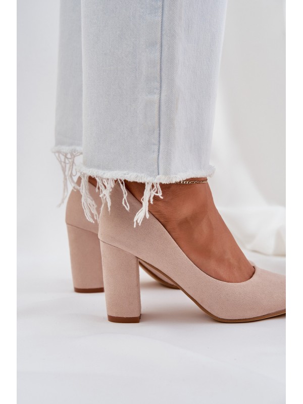 Women's Heeled Eco Suede Beige Pumps Florena