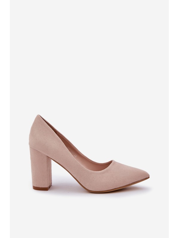 Women's Heeled Eco Suede Beige Pumps Florena