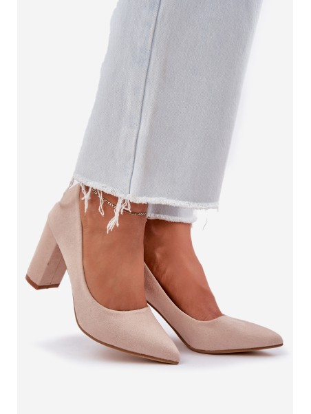 Women's Heeled Eco Suede Beige Pumps Florena
