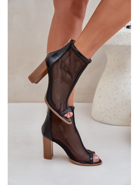 Heeled Sandals With Shaft Black Taniffia