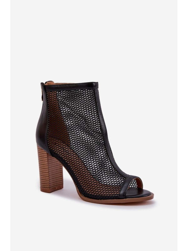 Heeled Sandals With Shaft Black Taniffia