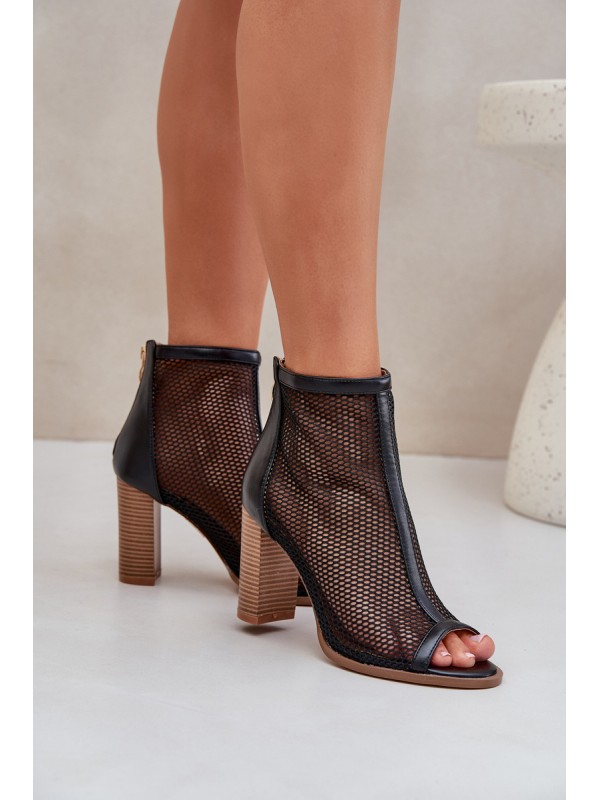 Heeled Sandals With Shaft Black Taniffia
