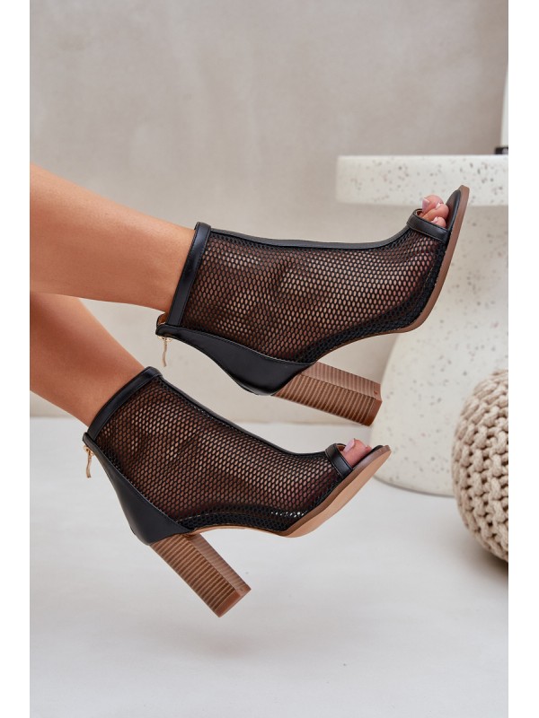 Heeled Sandals With Shaft Black Taniffia