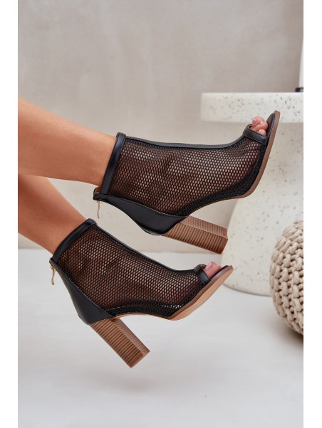 Heeled Sandals With Shaft Black Taniffia