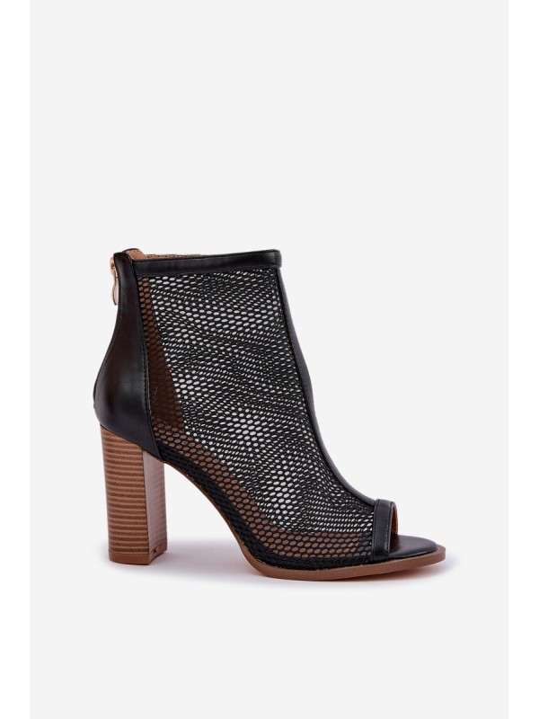 Heeled Sandals With Shaft Black Taniffia