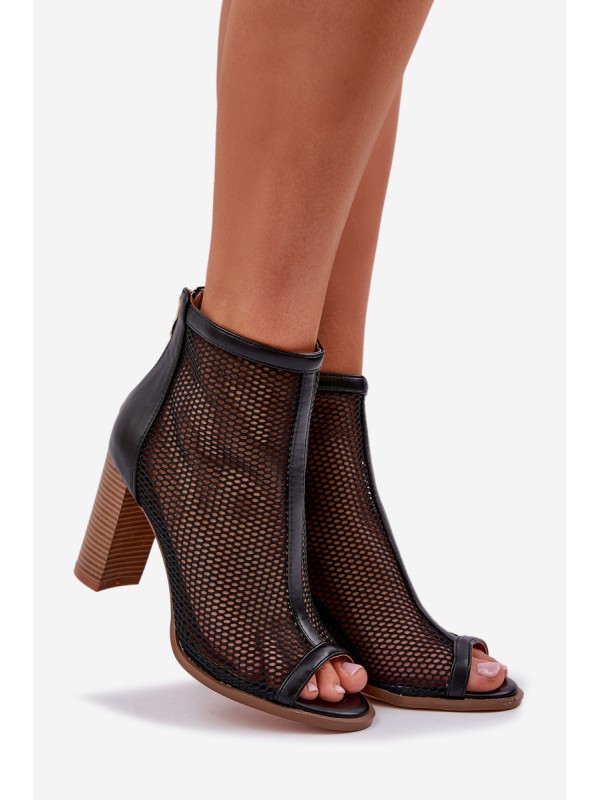 Heeled Sandals With Shaft Black Taniffia