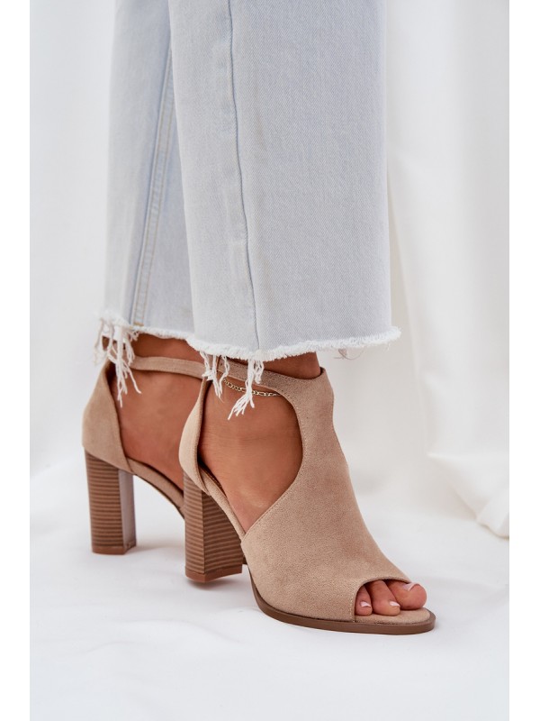 Block Heel Sandals Made Of Eco Suede Beige Lanadriena 2