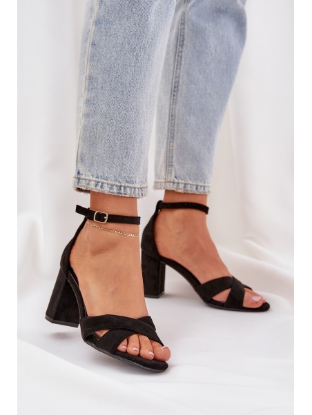 Block Heel Sandals Made Of Eco Suede Black Saniffia