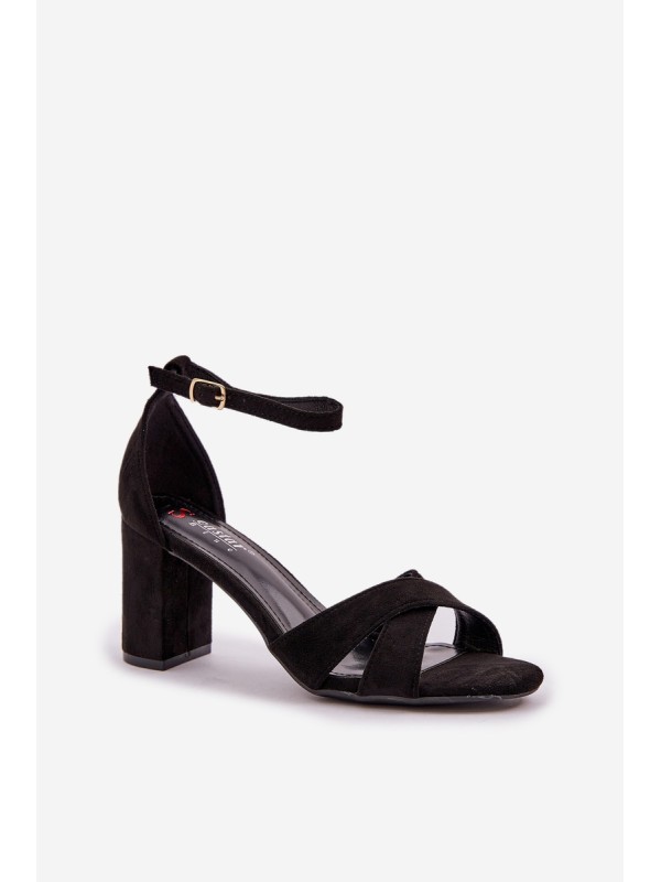 Block Heel Sandals Made Of Eco Suede Black Saniffia