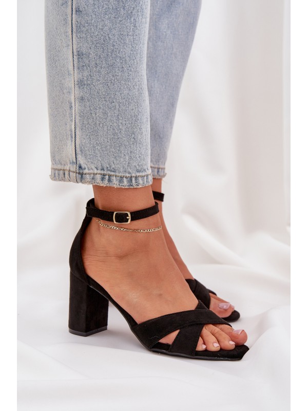 Block Heel Sandals Made Of Eco Suede Black Saniffia