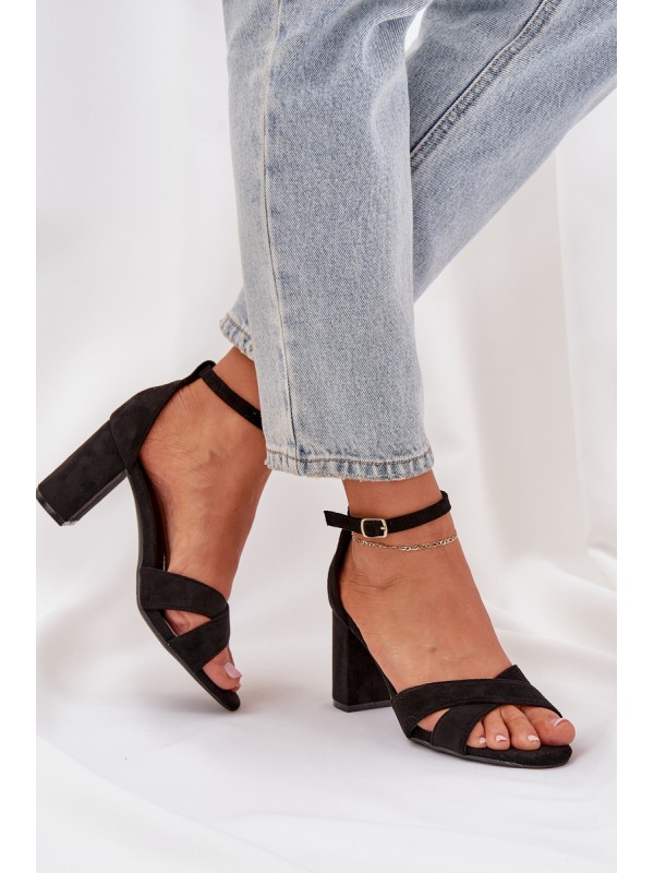 Block Heel Sandals Made Of Eco Suede Black Saniffia