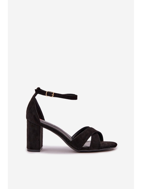 Block Heel Sandals Made Of Eco Suede Black Saniffia