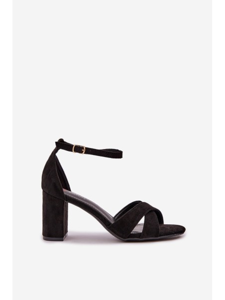Block Heel Sandals Made Of Eco Suede Black Saniffia