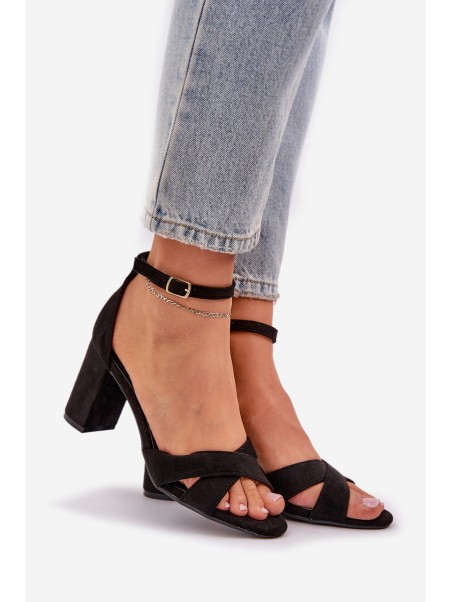 Block Heel Sandals Made Of Eco Suede Black Saniffia
