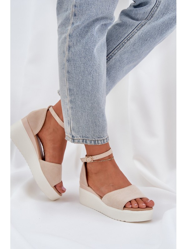 Lightweight Platform Sandals With Delicate Wedge Light Beige Gillifia
