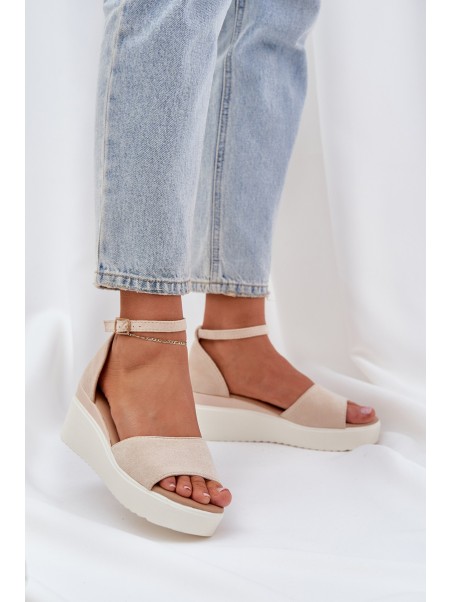 Lightweight Platform Sandals With Delicate Wedge Light Beige Gillifia