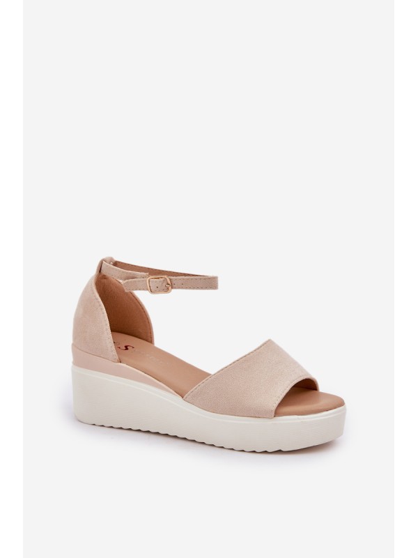 Lightweight Platform Sandals With Delicate Wedge Light Beige Gillifia
