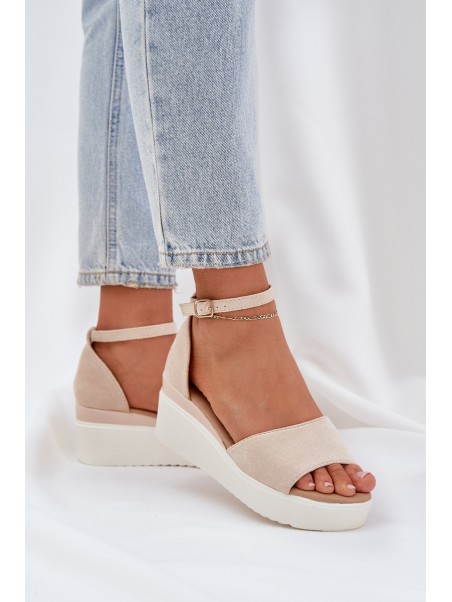 Lightweight Platform Sandals With Delicate Wedge Light Beige Gillifia