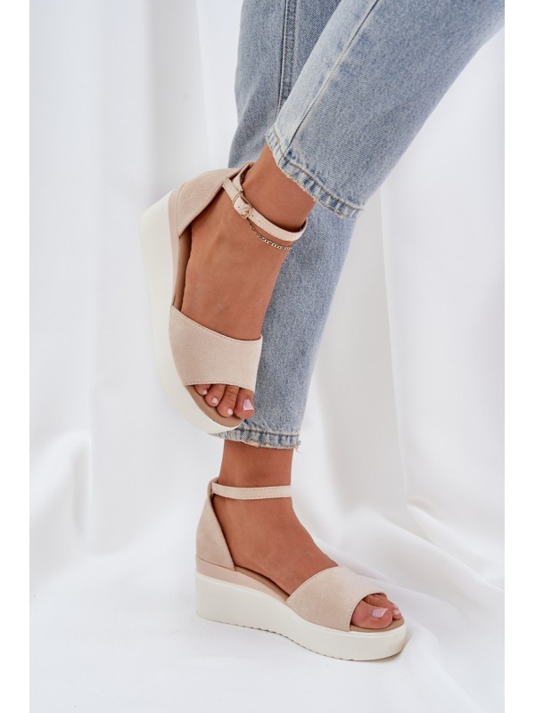 Lightweight Platform Sandals With Delicate Wedge Light Beige Gillifia