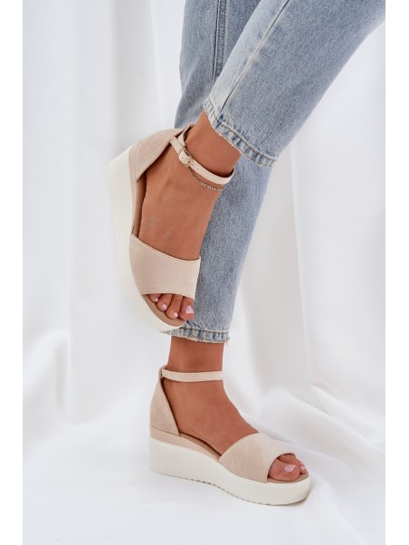Lightweight Platform Sandals With Delicate Wedge Light Beige Gillifia