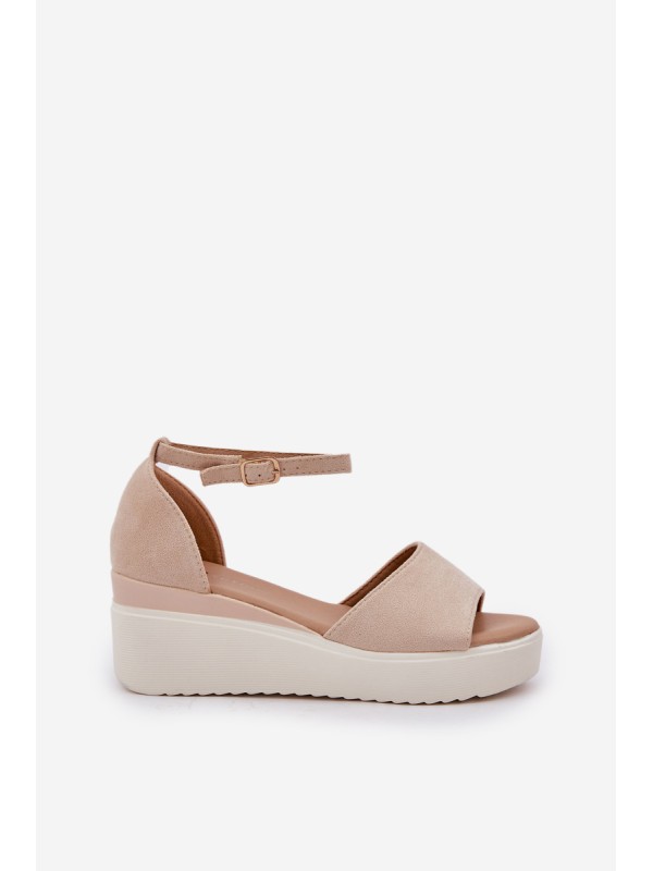 Lightweight Platform Sandals With Delicate Wedge Light Beige Gillifia