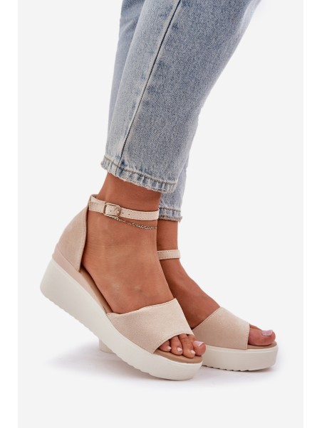 Lightweight Platform Sandals With Delicate Wedge Light Beige Gillifia