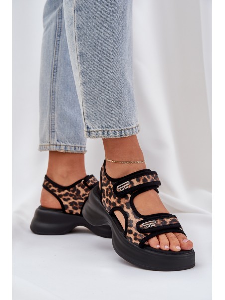 Eco Leather Lightweight Platform Sandals Panther Brown